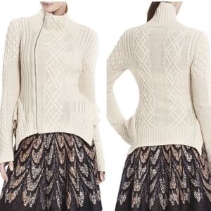 Bcbgmaxazria knit zippered cardigan sweater zanzi cream xs